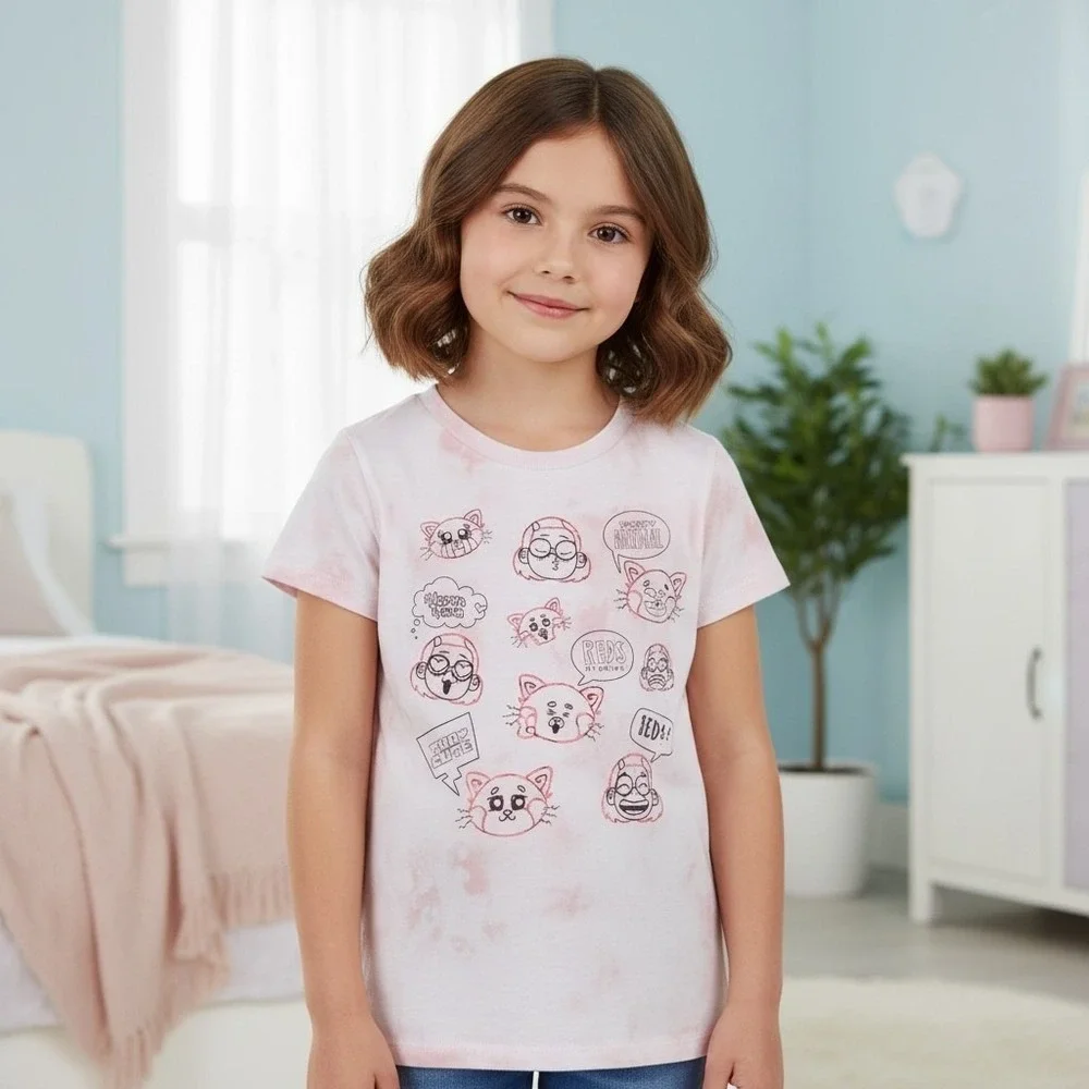 Disney Pixar Turning Red Girls XL 14/16 Pink Tie Dye Graphic T-Shirt NWT